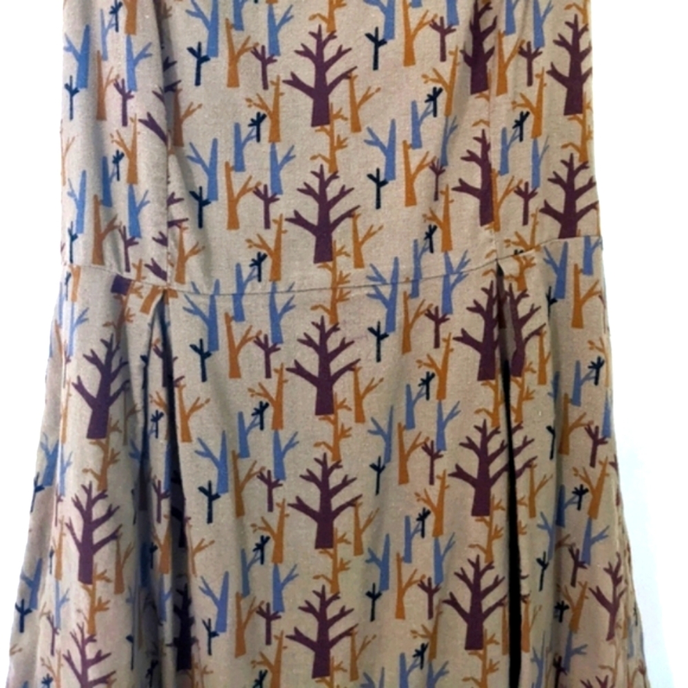Sleeveless Tan Tree-Print Midi Dress - Picture 4 of 7